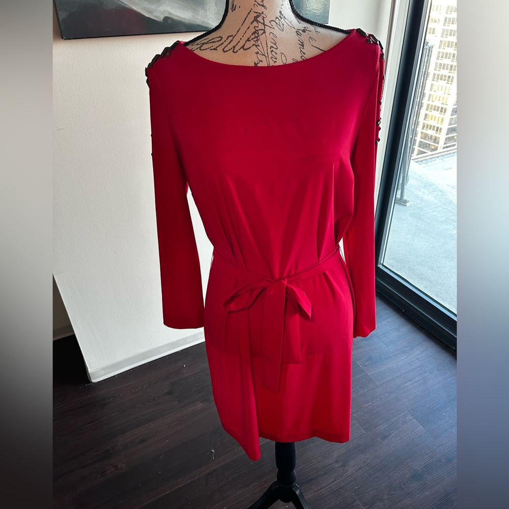 Studded shoulder Armani dress